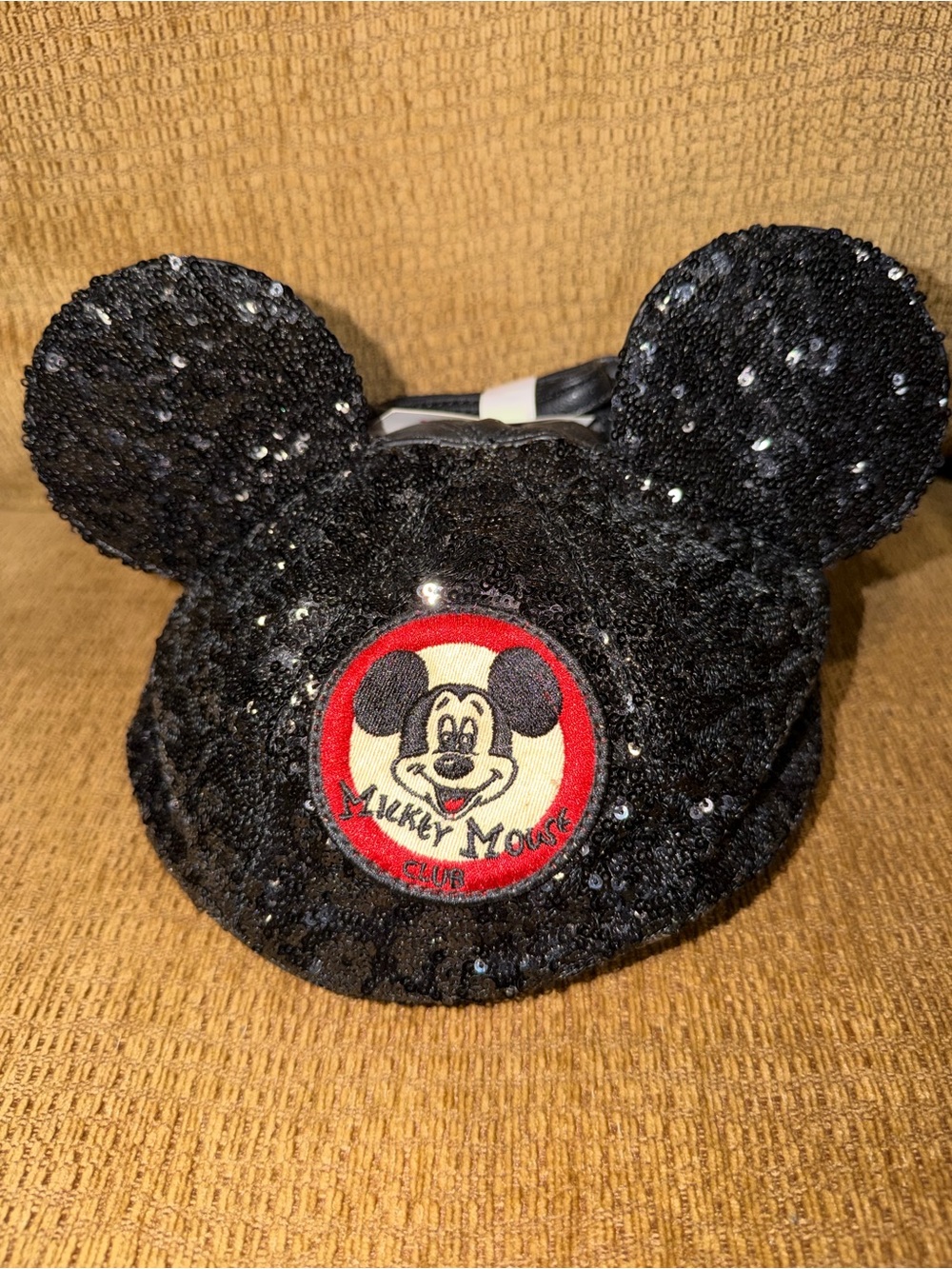 Black Sequin Mickey Mouse Ears loungefly bag